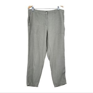 Lafayette 148 Linen Trouser Pants Sage Gray Green Women's Plus Size 14